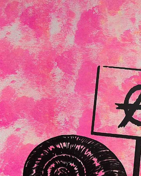 Pink Slow Punk Print by Barrie J Davies, unframed Silkscreen print on paper (hand finished) edition of 1/1, A3 size 29.7 cm x 42 cm.