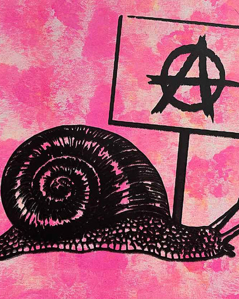 Pink Slow Punk Print by Barrie J Davies, unframed Silkscreen print on paper (hand finished) edition of 1/1, A3 size 29.7 cm x 42 cm.