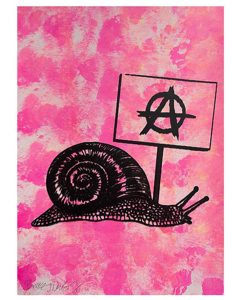 Pink Slow Punk Print by Barrie J Davies, unframed Silkscreen print on paper (hand finished) edition of 1/1, A3 size 29.7 cm x 42 cm.
