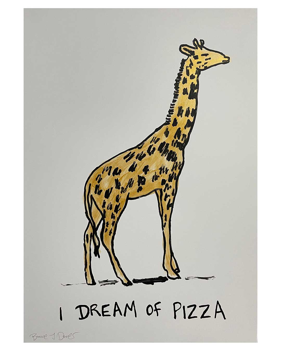 Pizza Drawing by Barrie J Davies, mixed media on paper, (unframed), A2 size 42cm x 59.4cm.