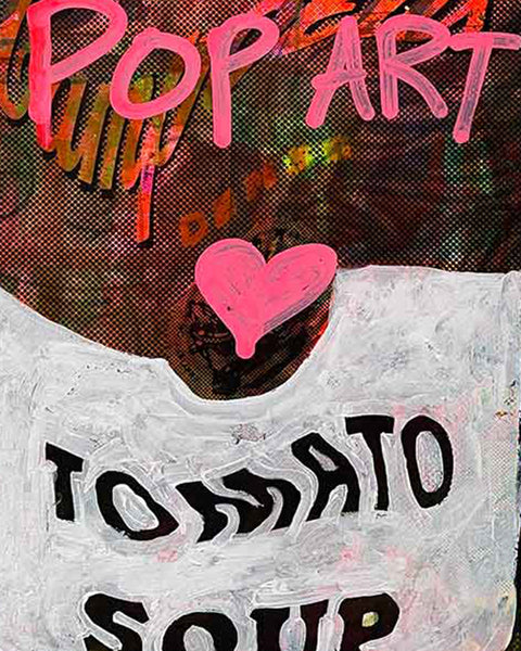 Pop Art Soup Print by Barrie J Davies 2023, Unframed Silkscreen print on paper (hand finished), edition of 1/1 A2 size 42cm x 59cm.