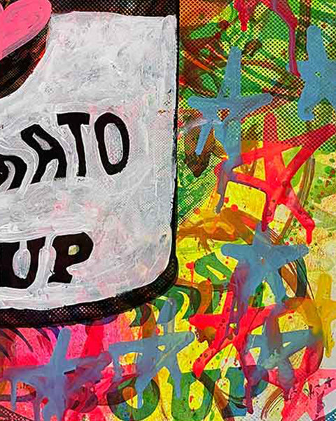 Pop Art Soup Print by Barrie J Davies 2023, Unframed Silkscreen print on paper (hand finished), edition of 1/1 A2 size 42cm x 59cm.