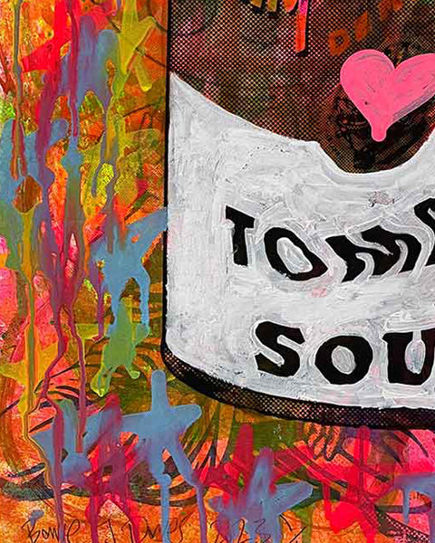 Pop Art Soup Print by Barrie J Davies 2023, Unframed Silkscreen print on paper (hand finished), edition of 1/1 A2 size 42cm x 59cm.