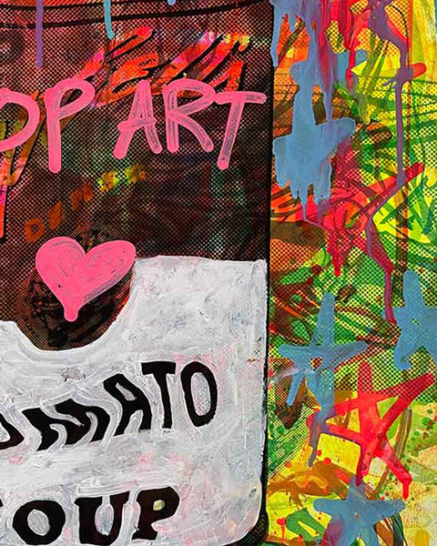 Pop Art Soup Print by Barrie J Davies 2023, Unframed Silkscreen print on paper (hand finished), edition of 1/1 A2 size 42cm x 59cm.