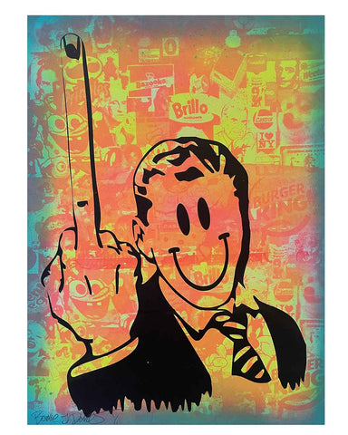 Pop Giving It The Finger Print by Barrie J Davies, unframed Silkscreen print on paper (hand finished) edition of 1/1 - A3 size 29.7cm x 42.0 cm.