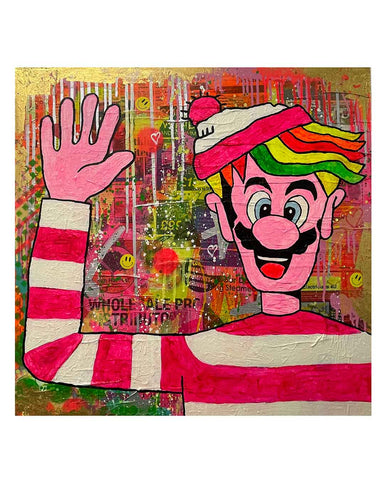 Rainbow Bright Painting Painting by Barrie J Davies 2023, Mixed media on Canvas, 61cm x 61cm, Unframed and ready to hang.