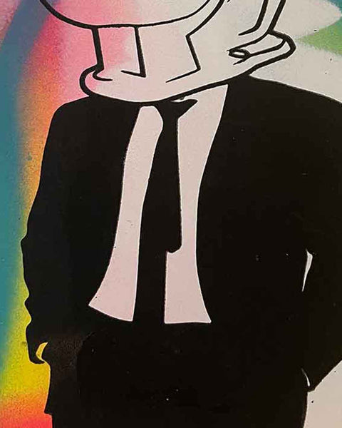 Rainbow Mr John Print by Barrie J Davies, Unframed Silkscreen print on paper (hand finished), edition of 1/1 A4 size 29 cm x 21 cm.