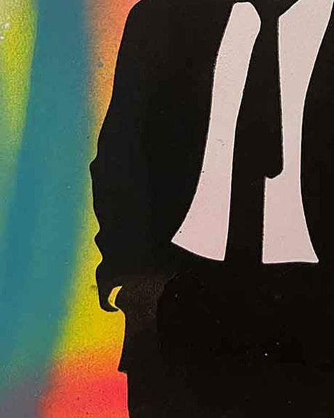 Rainbow Mr John Print by Barrie J Davies, Unframed Silkscreen print on paper (hand finished), edition of 1/1 A4 size 29 cm x 21 cm.