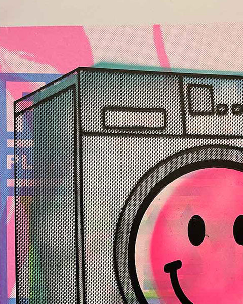 Rave Acid Rinse Print by Barrie J Davies, unframed Silkscreen print on paper (hand finished) edition of 1/1, A3 size 29.7 cm x 42 cm.