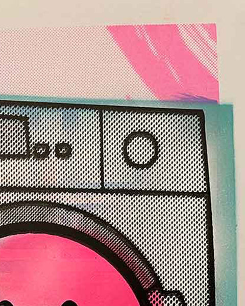 Rave Acid Rinse Print by Barrie J Davies, unframed Silkscreen print on paper (hand finished) edition of 1/1, A3 size 29.7 cm x 42 cm.