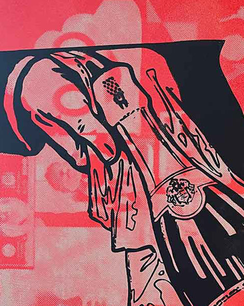 Red Fuck It Print by Barrie J Davies, Unframed Silkscreen print on paper (hand finished), edition of 1/1 A3 size 29cm x 42cm.