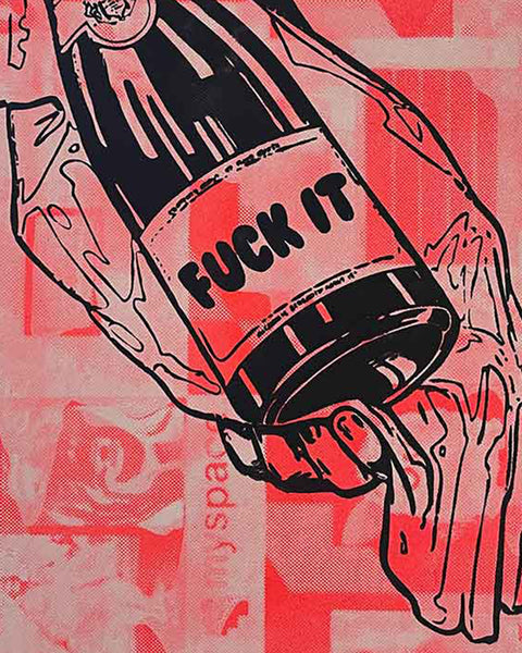 Red Fuck It Print by Barrie J Davies, Unframed Silkscreen print on paper (hand finished), edition of 1/1 A3 size 29cm x 42cm.