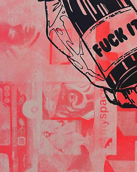 Red Fuck It Print by Barrie J Davies, Unframed Silkscreen print on paper (hand finished), edition of 1/1 A3 size 29cm x 42cm.