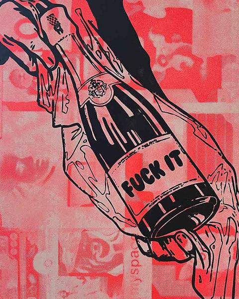 Red Fuck It Print by Barrie J Davies, Unframed Silkscreen print on paper (hand finished), edition of 1/1 A3 size 29cm x 42cm.