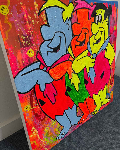 Right Said Fred Painting by Barrie J Davies 2023, Mixed media on Canvas, 65cm x 65cm, Unframed and ready to hang.