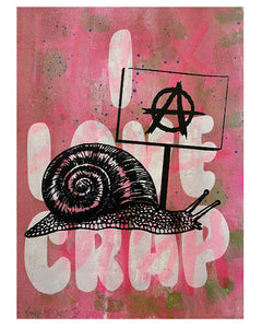 Rouge Slow Punk Crap Print by Barrie J Davies, unframed Silkscreen print on paper (hand finished) edition of 1/1, A3 size 29.7 cm x 42 cm.