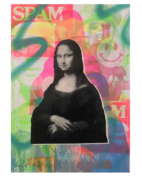 Secret Smile Print by Barrie J Davies - unframed Silkscreen print on paper (hand finished) edition of 1/1 - A2 size 42cm x 59.4cm.