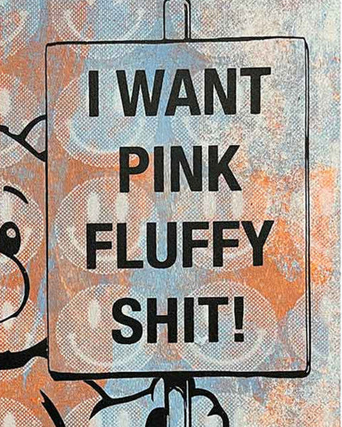 Sky Pink Fluffy Print by Barrie J Davies, unframed Silkscreen print on paper (hand finished) edition of 1/1, A4 size 21 cm x 29.7 cm.