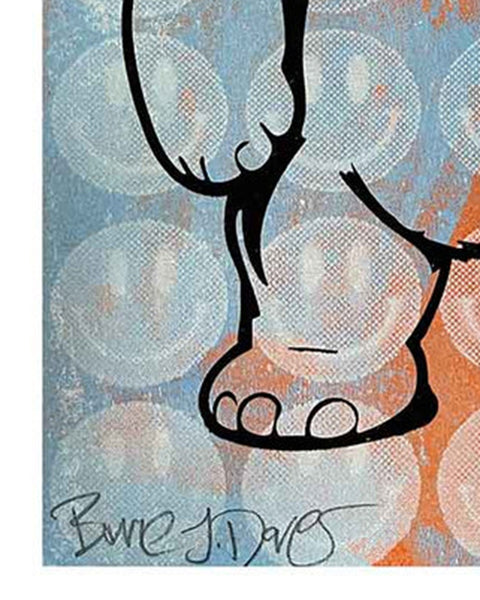 Sky Pink Fluffy Print by Barrie J Davies, unframed Silkscreen print on paper (hand finished) edition of 1/1, A4 size 21 cm x 29.7 cm.