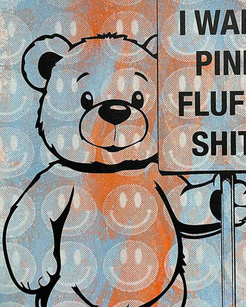 Sky Pink Fluffy Print by Barrie J Davies, unframed Silkscreen print on paper (hand finished) edition of 1/1, A4 size 21 cm x 29.7 cm.