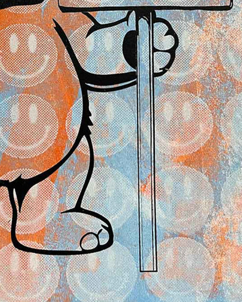 Sky Pink Fluffy Print by Barrie J Davies, unframed Silkscreen print on paper (hand finished) edition of 1/1, A4 size 21 cm x 29.7 cm.