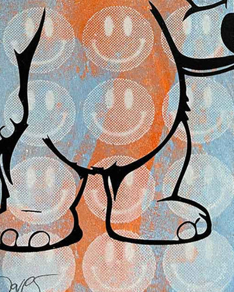 Sky Pink Fluffy Print by Barrie J Davies, unframed Silkscreen print on paper (hand finished) edition of 1/1, A4 size 21 cm x 29.7 cm.