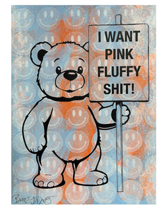 Sky Pink Fluffy Print by Barrie J Davies, unframed Silkscreen print on paper (hand finished) edition of 1/1, A4 size 21 cm x 29.7 cm.