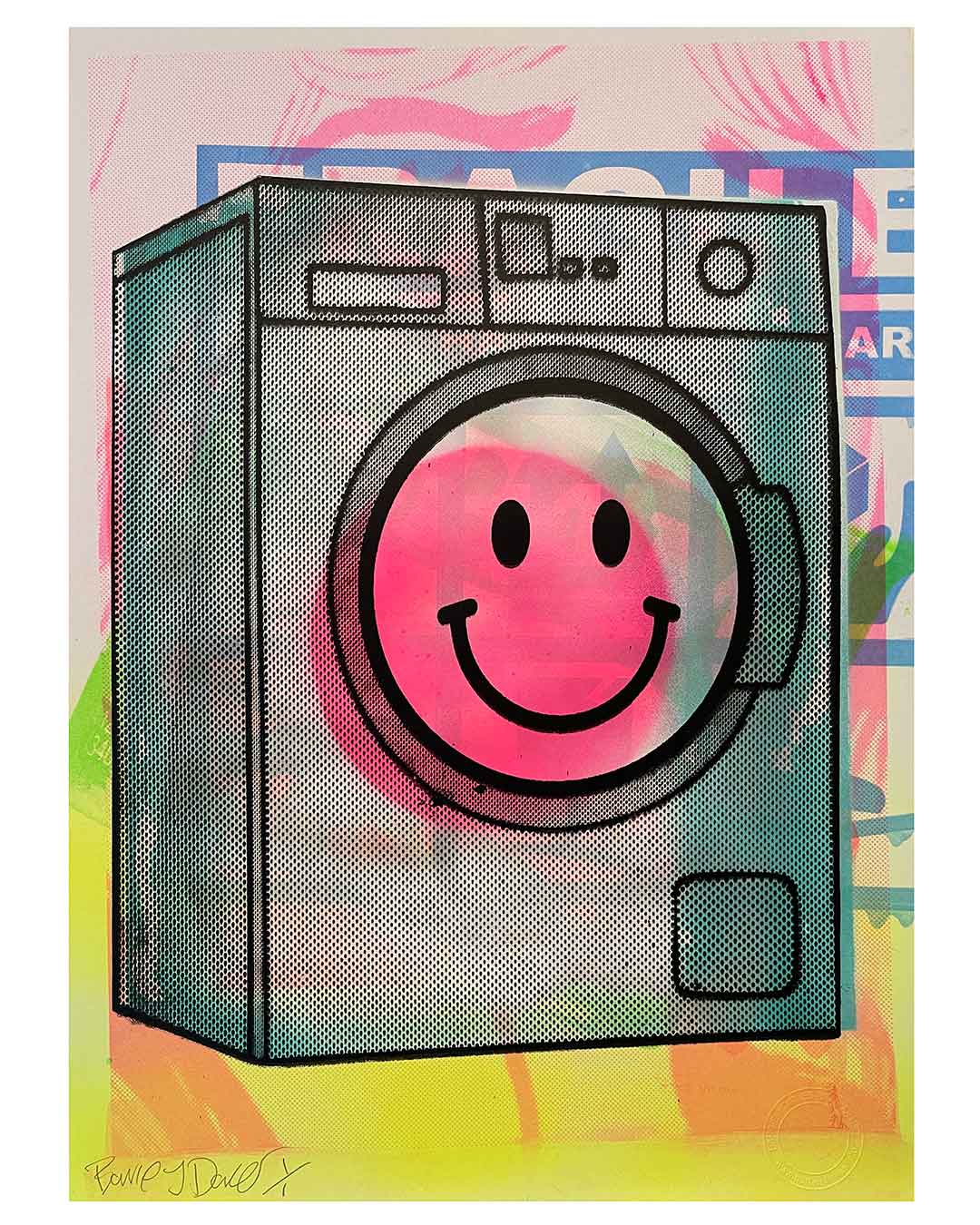 Slipped Acid Rinse Print by Barrie J Davies, unframed Silkscreen print on paper (hand finished) edition of 1/1, A3 size 29.7 cm x 42 cm.