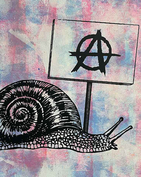 Slow Punk Print by Barrie J Davies, unframed Silkscreen print on paper (hand finished) edition of 1/1, A3 size 29.7 cm x 42 cm.