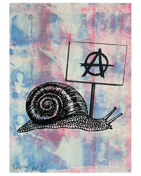 Slow Punk Print by Barrie J Davies, unframed Silkscreen print on paper (hand finished) edition of 1/1, A3 size 29.7 cm x 42 cm.