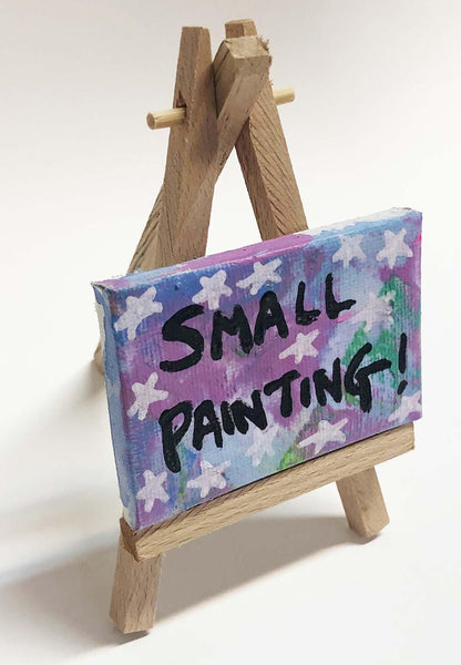 Small Painting by Barrie J Davies 2019, mixed media on canvas, Unframed on mini easel, 7.5cm x 5cm.