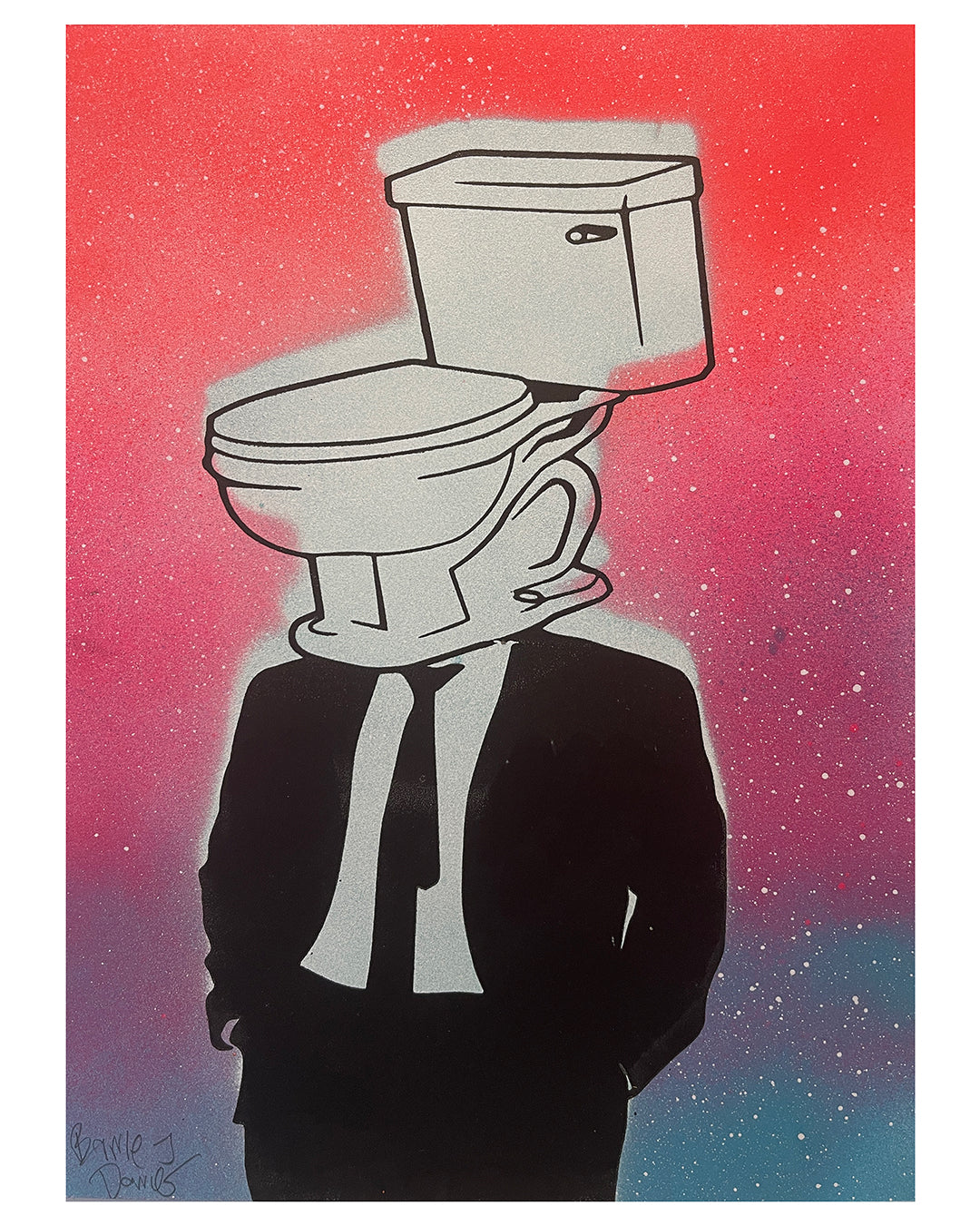 Space Mr John Print by Barrie J Davies, Unframed Silkscreen print on paper (hand finished), edition of 1/1 A2 size A4 size 29 cm x 21 cm.