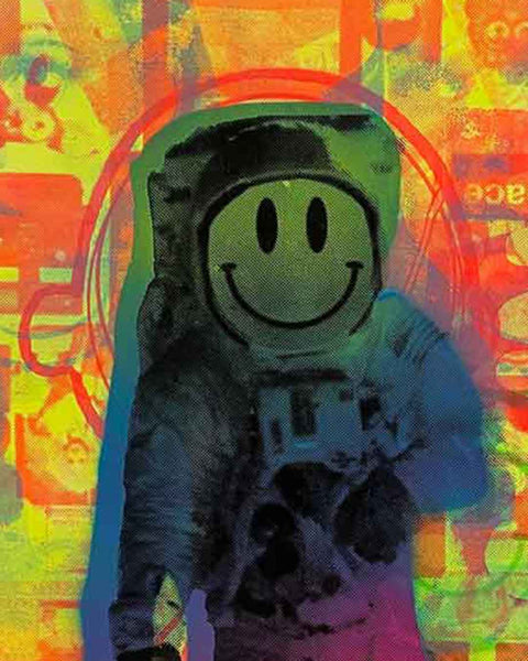 Spaced Man Print by Barrie J Davies, unframed Silkscreen print on paper (hand finished) edition of 1/1, A2 size 42cm x 59.4cm.