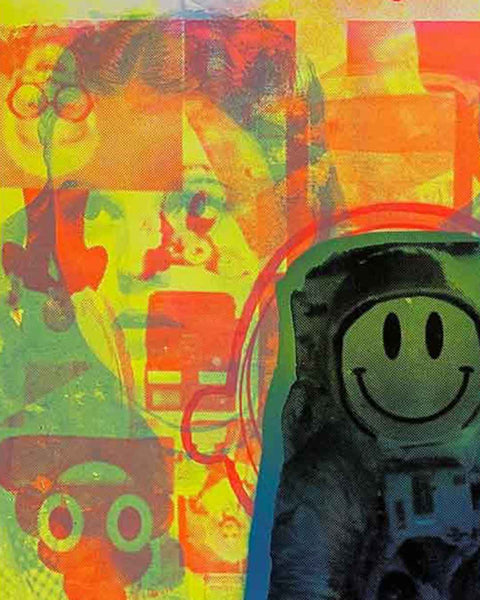 Spaced Man Print by Barrie J Davies, unframed Silkscreen print on paper (hand finished) edition of 1/1, A2 size 42cm x 59.4cm.