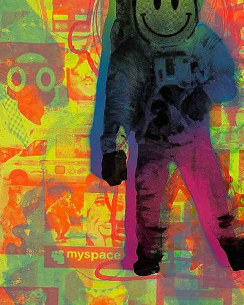 Spaced Man Print by Barrie J Davies, unframed Silkscreen print on paper (hand finished) edition of 1/1, A2 size 42cm x 59.4cm.