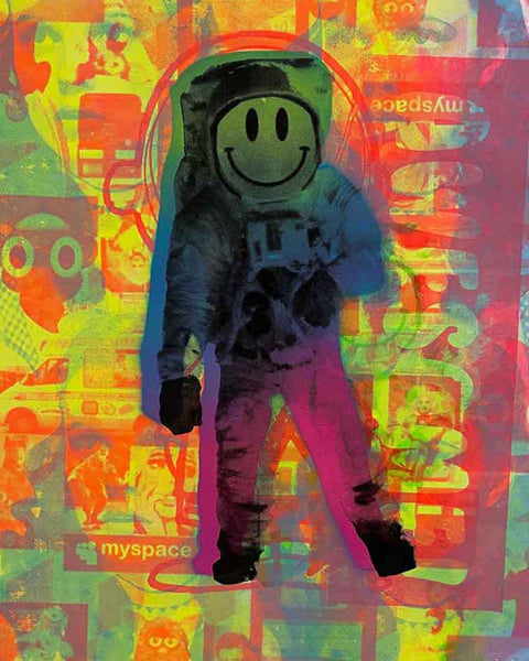 Spaced Man Print by Barrie J Davies, unframed Silkscreen print on paper (hand finished) edition of 1/1, A2 size 42cm x 59.4cm.