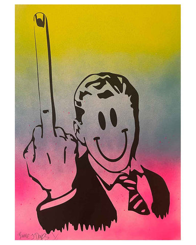 Sunny Giving It The Finger Print by Barrie J Davies, unframed Silkscreen print on paper (hand finished) edition of 1/1 - A3 size 29.7cm x 42.0 cm.
