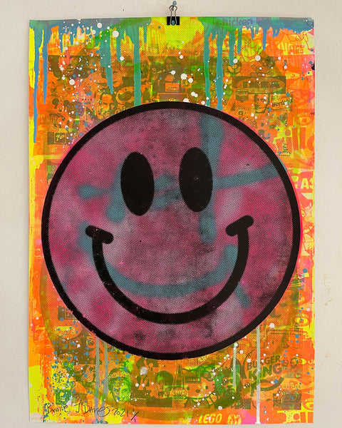 Super Fantastic Happy Now Print by Barrie J Davies, unframed Silkscreen print on paper (hand finished) edition of 1/1 - A2 size 42cm x 59.4cm.