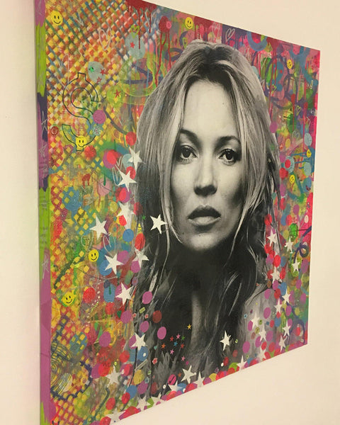 Super Kate Painting by Barrie J Davies, Mixed media on canvas, 90cm x 90cm, unframed.