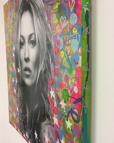 Super Kate Painting by Barrie J Davies, Mixed media on canvas, 90cm x 90cm, unframed.