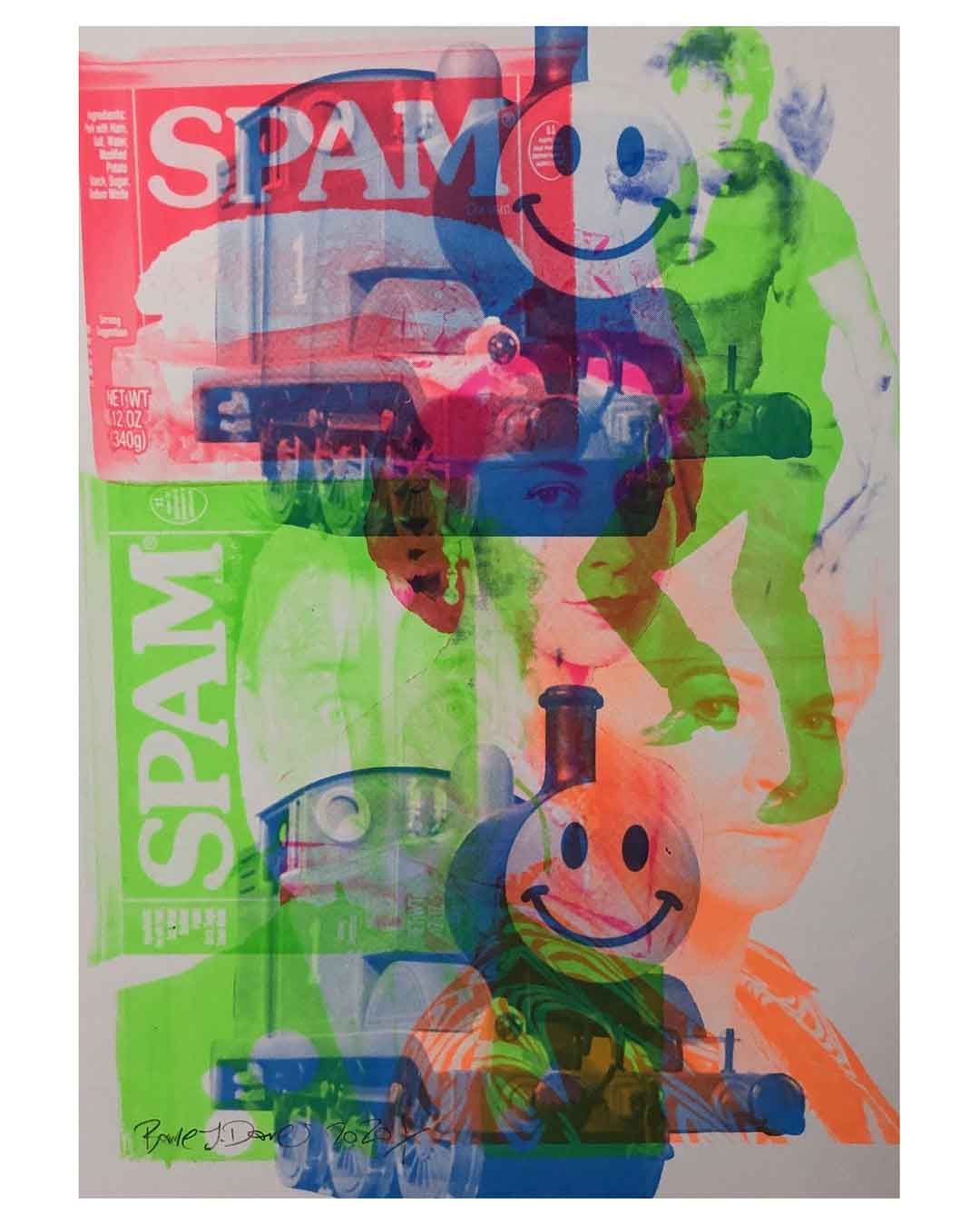 Super Mash Up Print by Barrie J Davies, unframed Silkscreen print on paper (hand finished) edition of 1/1 - A2 size 42cm x 59.4cm.