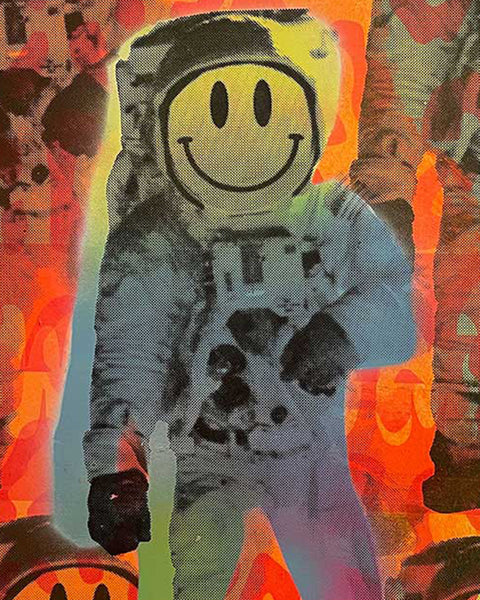Super Spaced Man Print by Barrie J Davies, unframed Silkscreen print on paper (hand finished) edition of 1/1, A2 size 42cm x 59.4cm.