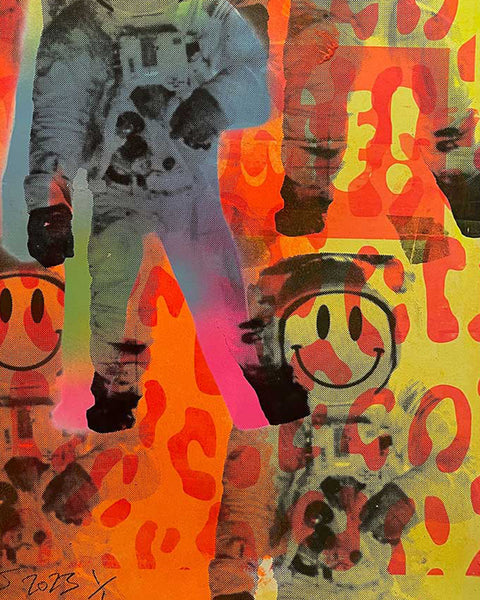 Super Spaced Man Print by Barrie J Davies, unframed Silkscreen print on paper (hand finished) edition of 1/1, A2 size 42cm x 59.4cm.