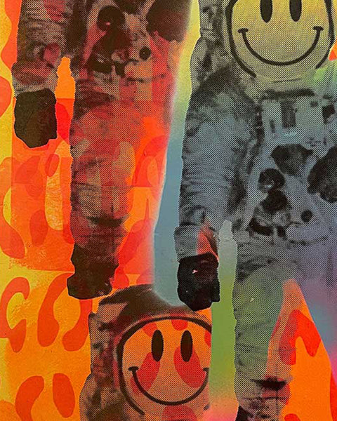 Super Spaced Man Print by Barrie J Davies, unframed Silkscreen print on paper (hand finished) edition of 1/1, A2 size 42cm x 59.4cm.