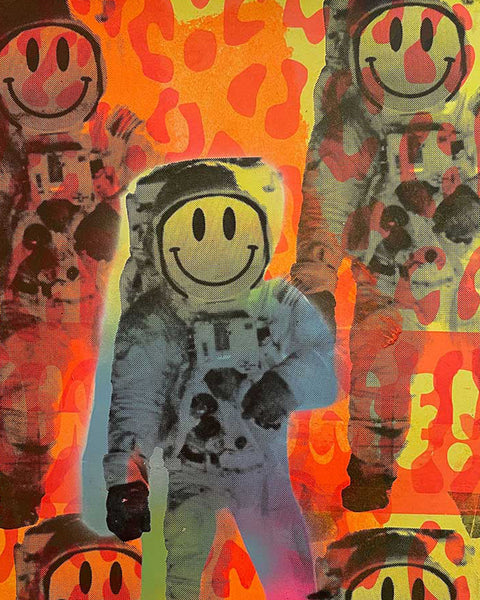 Super Spaced Man Print by Barrie J Davies, unframed Silkscreen print on paper (hand finished) edition of 1/1, A2 size 42cm x 59.4cm.