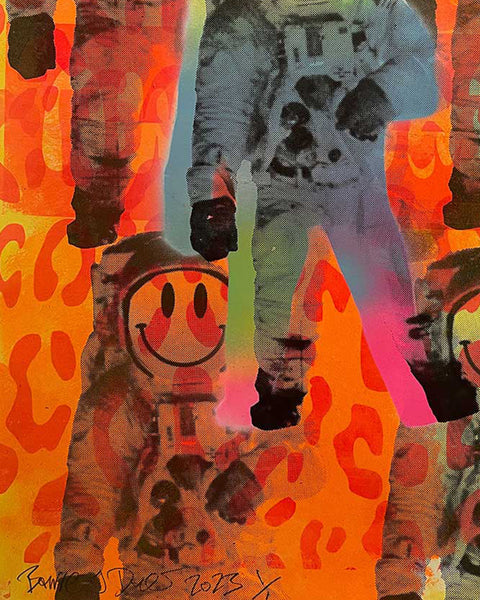 Super Spaced Man Print by Barrie J Davies, unframed Silkscreen print on paper (hand finished) edition of 1/1, A2 size 42cm x 59.4cm.