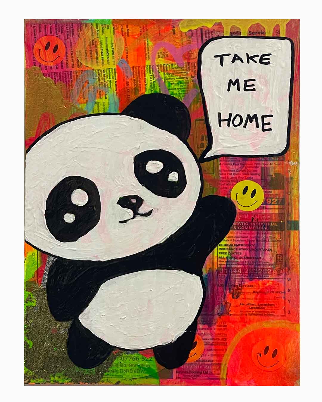 Take Me Home Painting by Barrie J Davies 2024, Mixed media on Canvas, 21 cm x 29 cm, Unframed and ready to hang.
