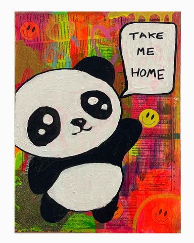 Take Me Home Painting by Barrie J Davies 2024, Mixed media on Canvas, 21 cm x 29 cm, Unframed and ready to hang.