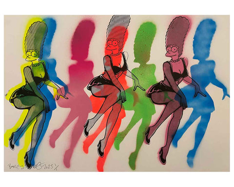 The Electric Ladies Print by Barrie J Davies 2023, Unframed Silkscreen print on paper (hand finished), edition of 1/1 A2 size 42cm x 59cm.  