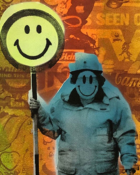 The Happy Lady Print by Barrie J Davies - unframed Silkscreen print on paper (hand finished) edition of 1/1 - A2 size 42cm x 59.4cm.  